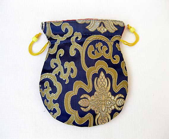 Mala Beutel Nepal #1 blau Schmuck Tasche aus Lotus Brokat 