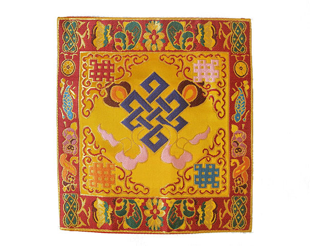 Tibetisches Symbol rot Altar Decke aus BROKAT Endloser Knoten NEPAL
