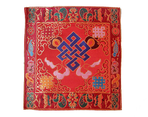Tibetisches Symbol rot Altar Decke aus BROKAT Endloser Knoten NEPAL