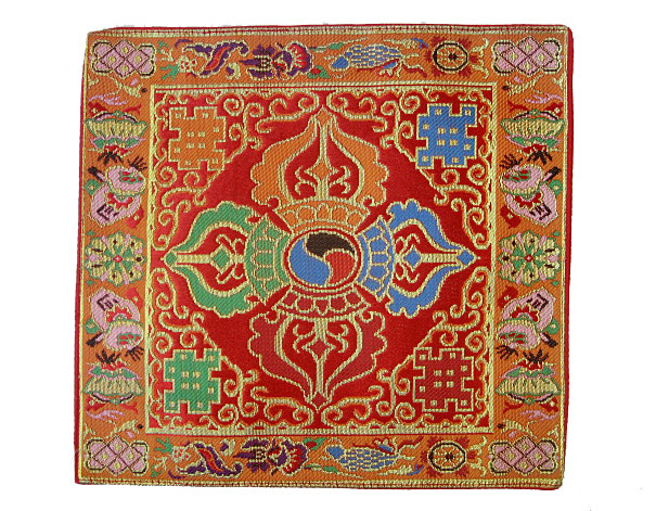 Tibetische Decke Altardecke Brokat Dorje Vajra Nepal rot