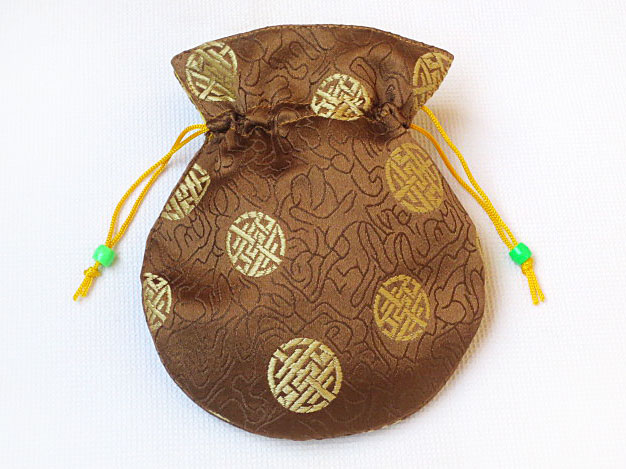 Nepal Beutel aus Brokat Schmucktasche Geschenkverpackung gelb