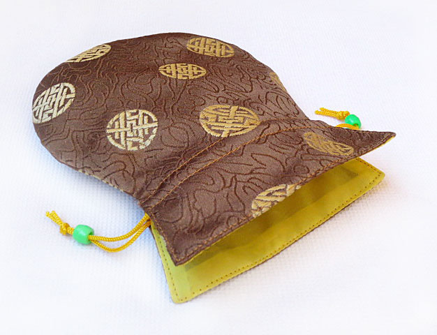 Nepal Beutel aus Brokat Schmucktasche Geschenkverpackung gelb