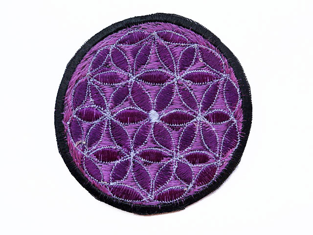 ImZauberwald Blume Des Lebens Aufnäher Violett - 9cm Handgestickter Patch Heilige Geometrie