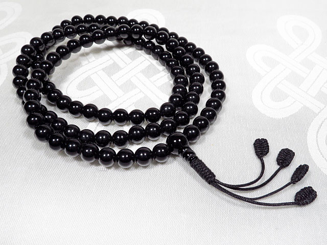 schwarze Onyx Perlen Gebetskette Mala Nepal Mahakala Schützerknoten 