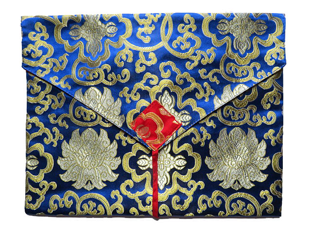 Lotus BROKAT Nepal blau Schutzhülle Traditionelle Tibet BUCH HÜLLE 